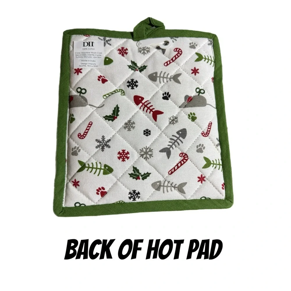 Merry Catmas Buffalo Plaid 28 x 18 Dish Towel and Cotton Potholder Gift Set